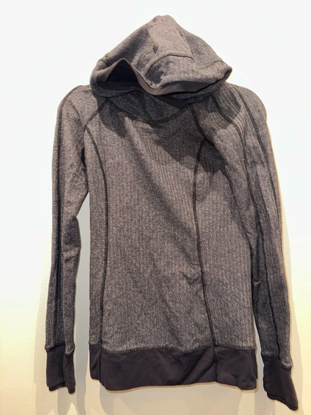 Lululemon Black Grey Herringbone Hoodie Sweatshirt